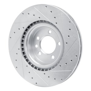 Land Rover Discovery Brake Rotor (1) - Front Right - R1 Concepts - Drilled & Slotted - Silver - `18-`24